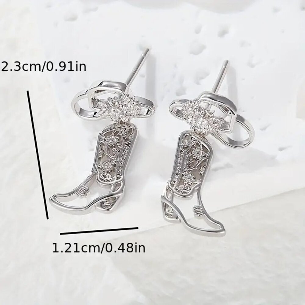 SOLD OUT****************Elegant Western Cowboy Boot Drop Earrings - Picture 3 of 5
